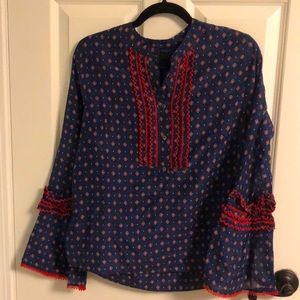Jcrew boho button down blouse with bell sleeves